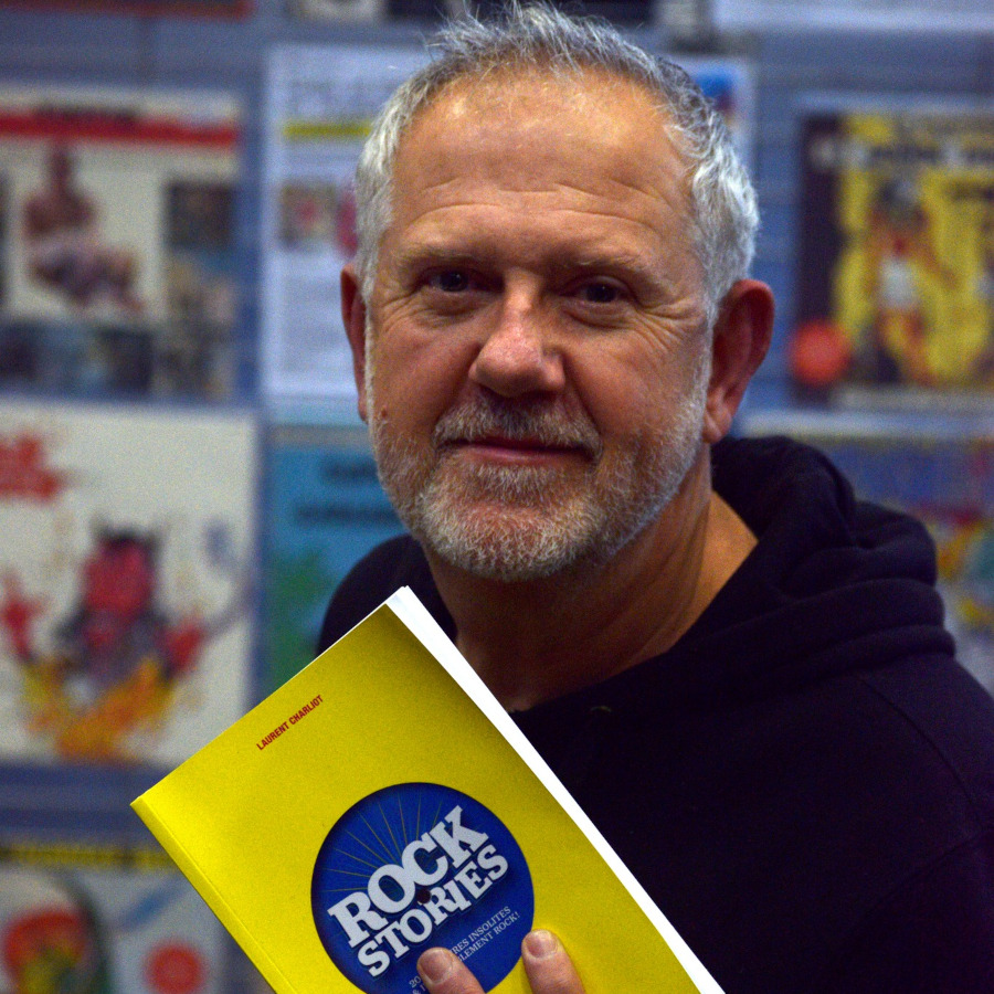 portrait laurent charliot livre rock stories a la main