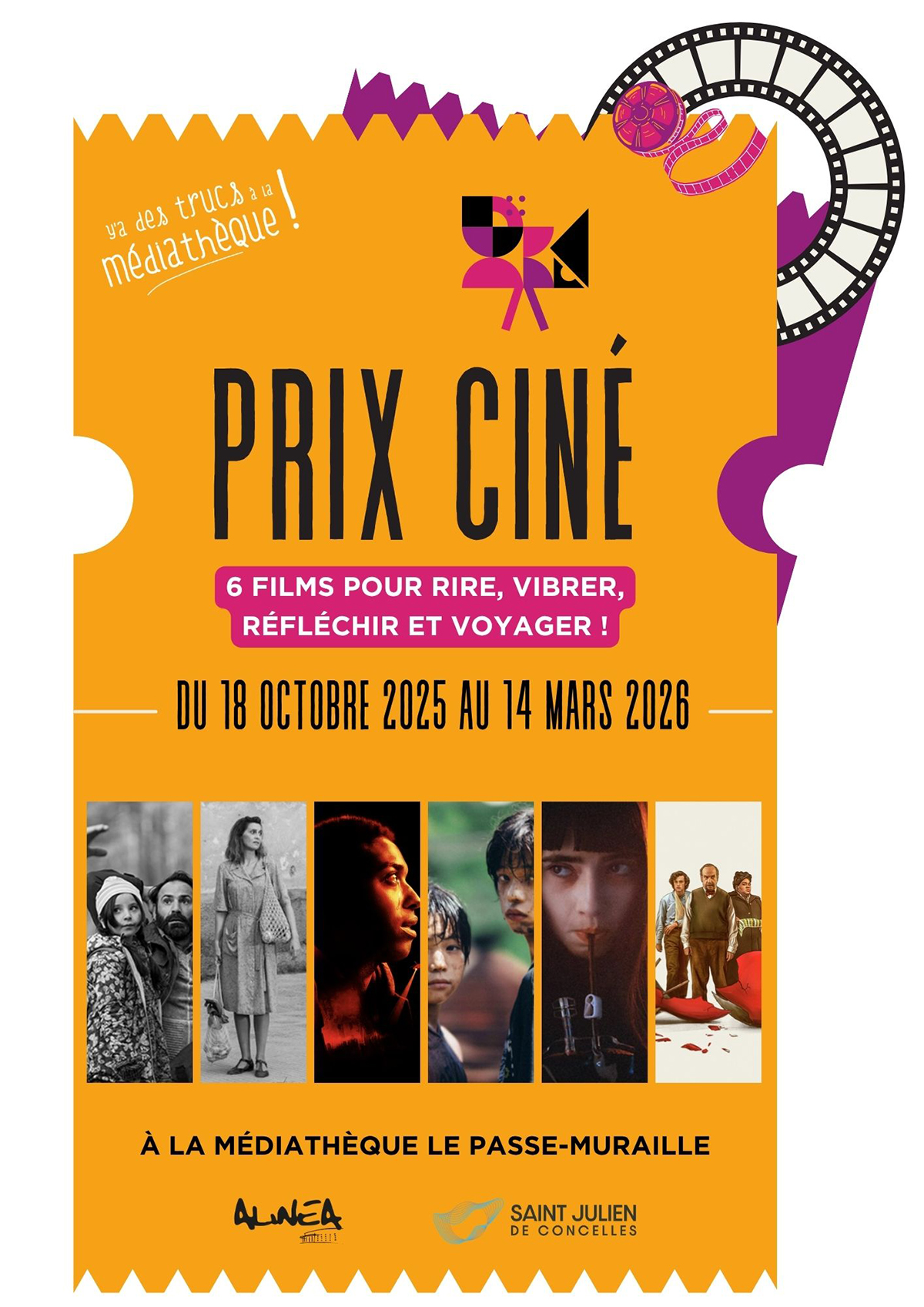 Affiche du Prix ciné 2025-2026 Médiathèque de Saint-Julien de Concelles