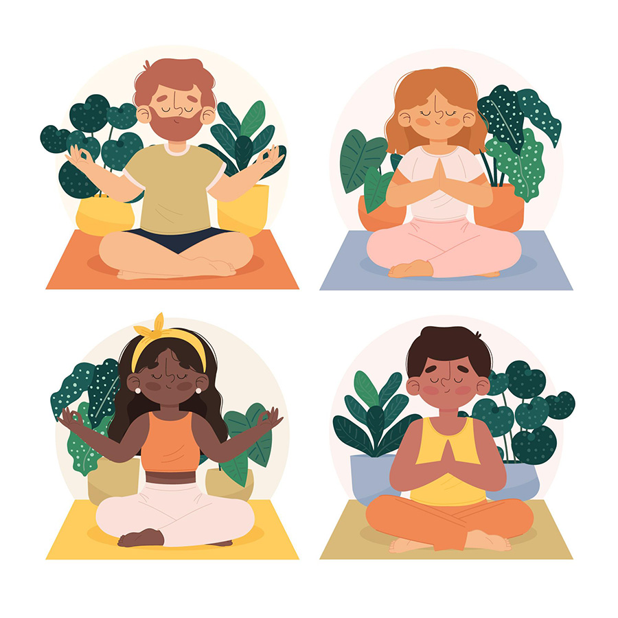 famille en méditation