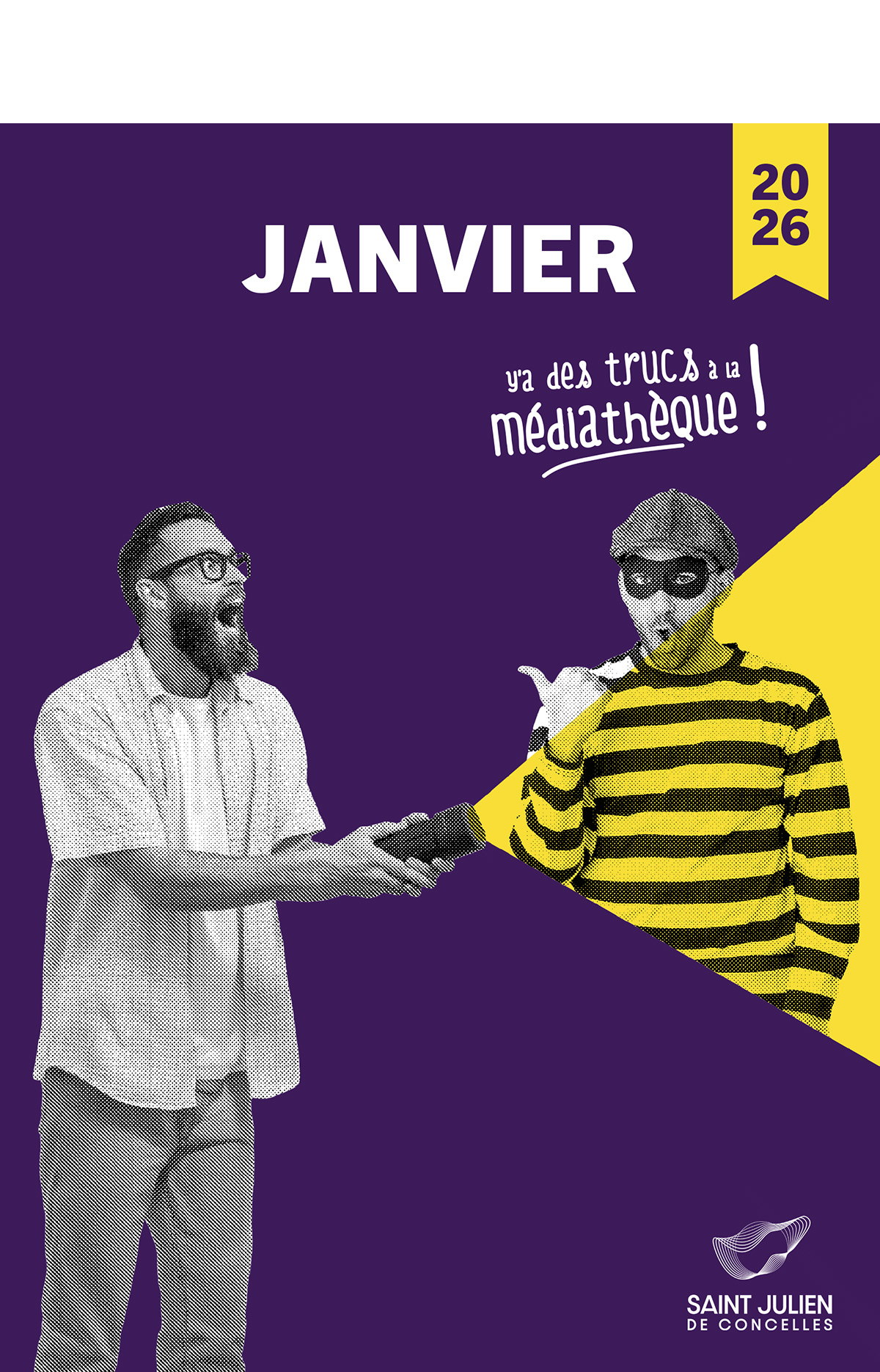 En janvier, y'a des trucs à la médiathèque garçon au cheveux hérissés devant une toiles d'araignée