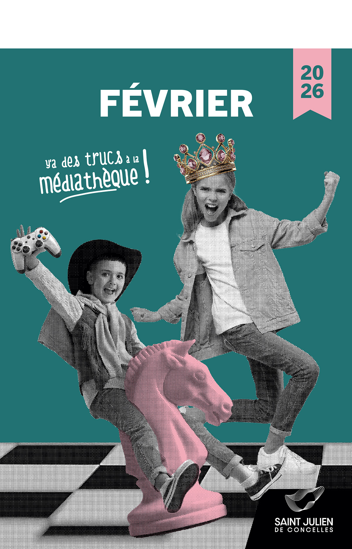 En février, y'a des trucs à la médiathèque garçon au cheveux hérissés devant une toiles d'araignée