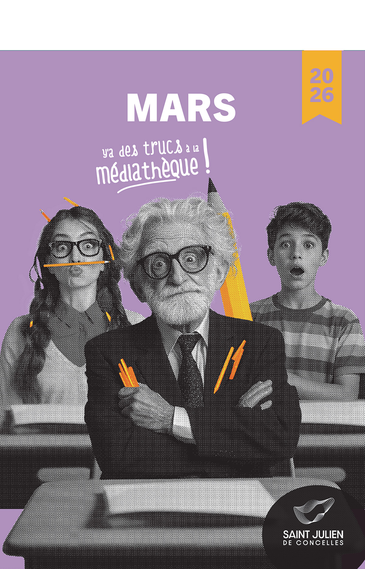 En mars, y'a des trucs à la médiathèque garçon au cheveux hérissés devant une toiles d'araignée