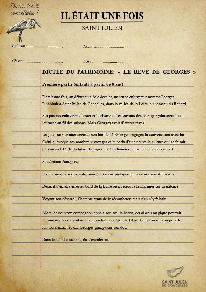 Texte de la dictée Il était une fois St Julien 2026