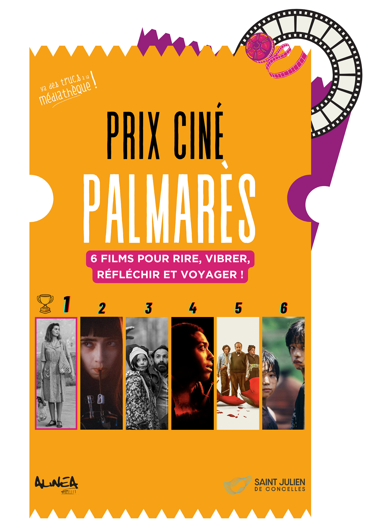 Affiche du Prix ciné 2025-2026 Médiathèque de Saint-Julien de Concelles