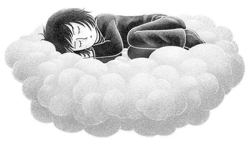 Enfant qui dort sur un nuage
